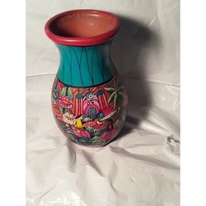 Talavera Style  Vase Art Pottery  Vintage